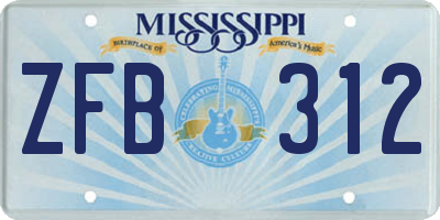 MS license plate ZFB312