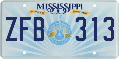 MS license plate ZFB313