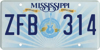 MS license plate ZFB314