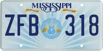 MS license plate ZFB318