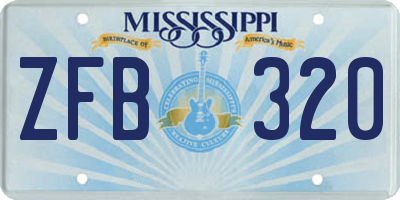 MS license plate ZFB320