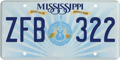 MS license plate ZFB322