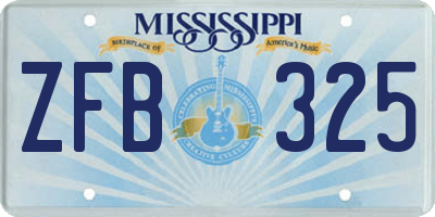 MS license plate ZFB325
