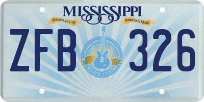 MS license plate ZFB326