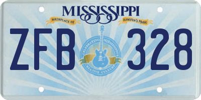 MS license plate ZFB328