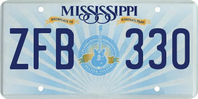 MS license plate ZFB330