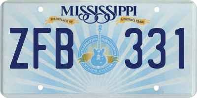 MS license plate ZFB331