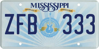 MS license plate ZFB333