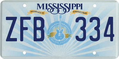 MS license plate ZFB334