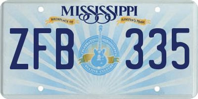 MS license plate ZFB335