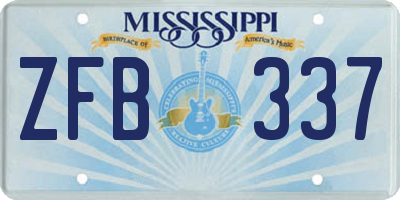 MS license plate ZFB337