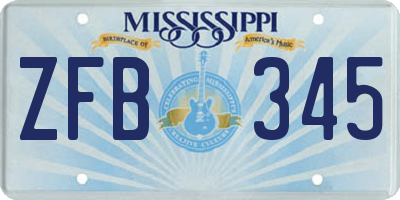 MS license plate ZFB345