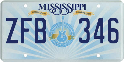 MS license plate ZFB346