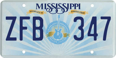 MS license plate ZFB347