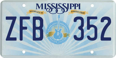 MS license plate ZFB352