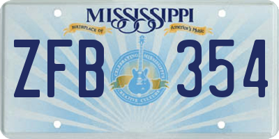 MS license plate ZFB354