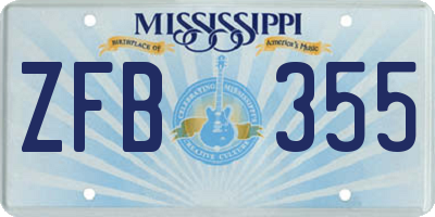 MS license plate ZFB355