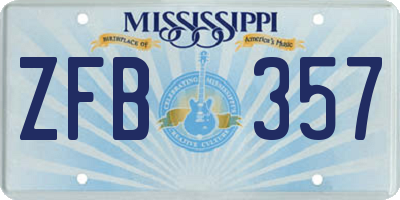 MS license plate ZFB357