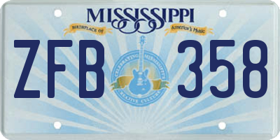 MS license plate ZFB358