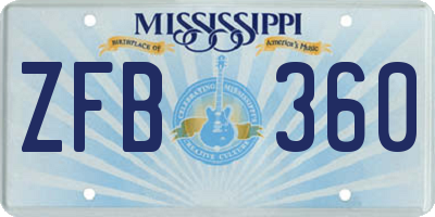 MS license plate ZFB360