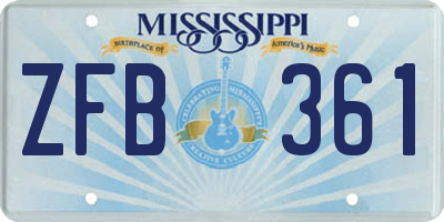 MS license plate ZFB361