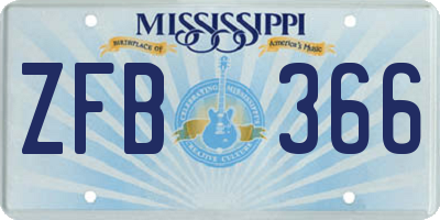 MS license plate ZFB366