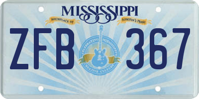 MS license plate ZFB367