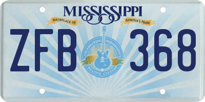 MS license plate ZFB368