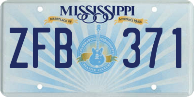 MS license plate ZFB371