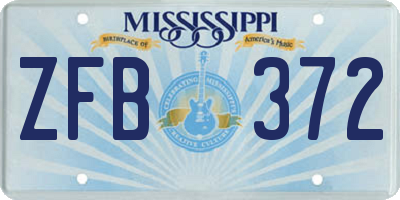 MS license plate ZFB372