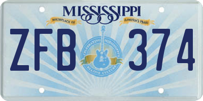 MS license plate ZFB374