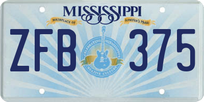 MS license plate ZFB375