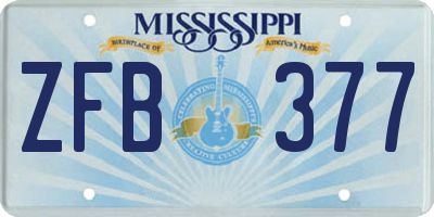MS license plate ZFB377