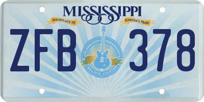 MS license plate ZFB378