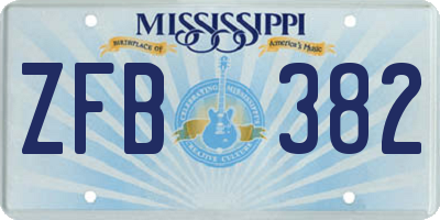 MS license plate ZFB382