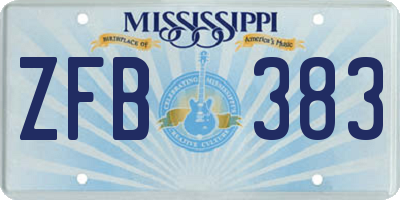 MS license plate ZFB383