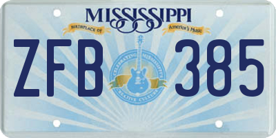 MS license plate ZFB385