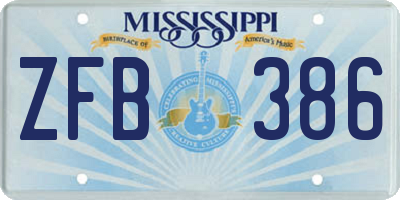 MS license plate ZFB386