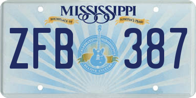 MS license plate ZFB387