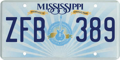 MS license plate ZFB389