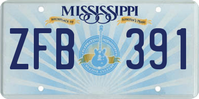 MS license plate ZFB391
