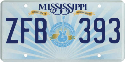 MS license plate ZFB393