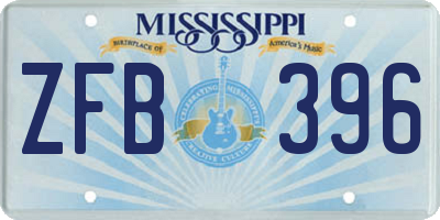 MS license plate ZFB396