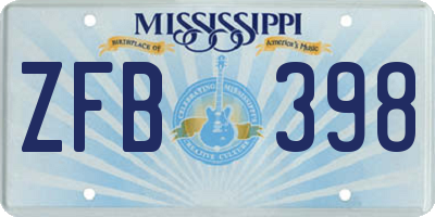 MS license plate ZFB398