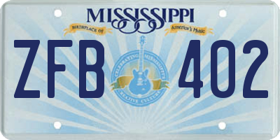 MS license plate ZFB402