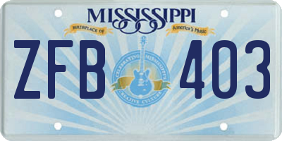 MS license plate ZFB403