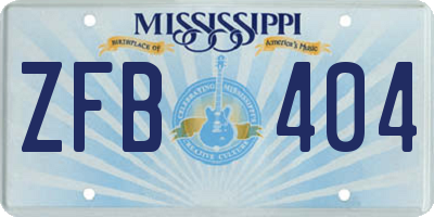MS license plate ZFB404