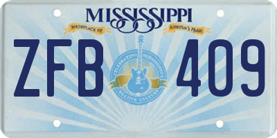 MS license plate ZFB409