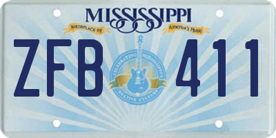 MS license plate ZFB411