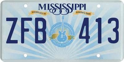 MS license plate ZFB413